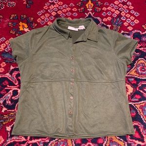 Suede army green cropped blouse